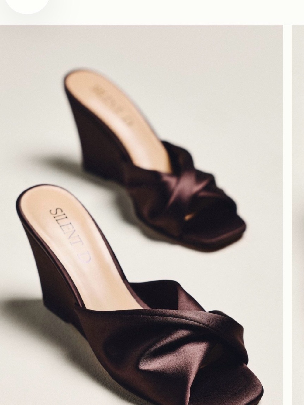 Silent D Knot Satin Wedge Slides in Emerald green